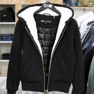 Moose Knuckles Black and White Bunny Jacket